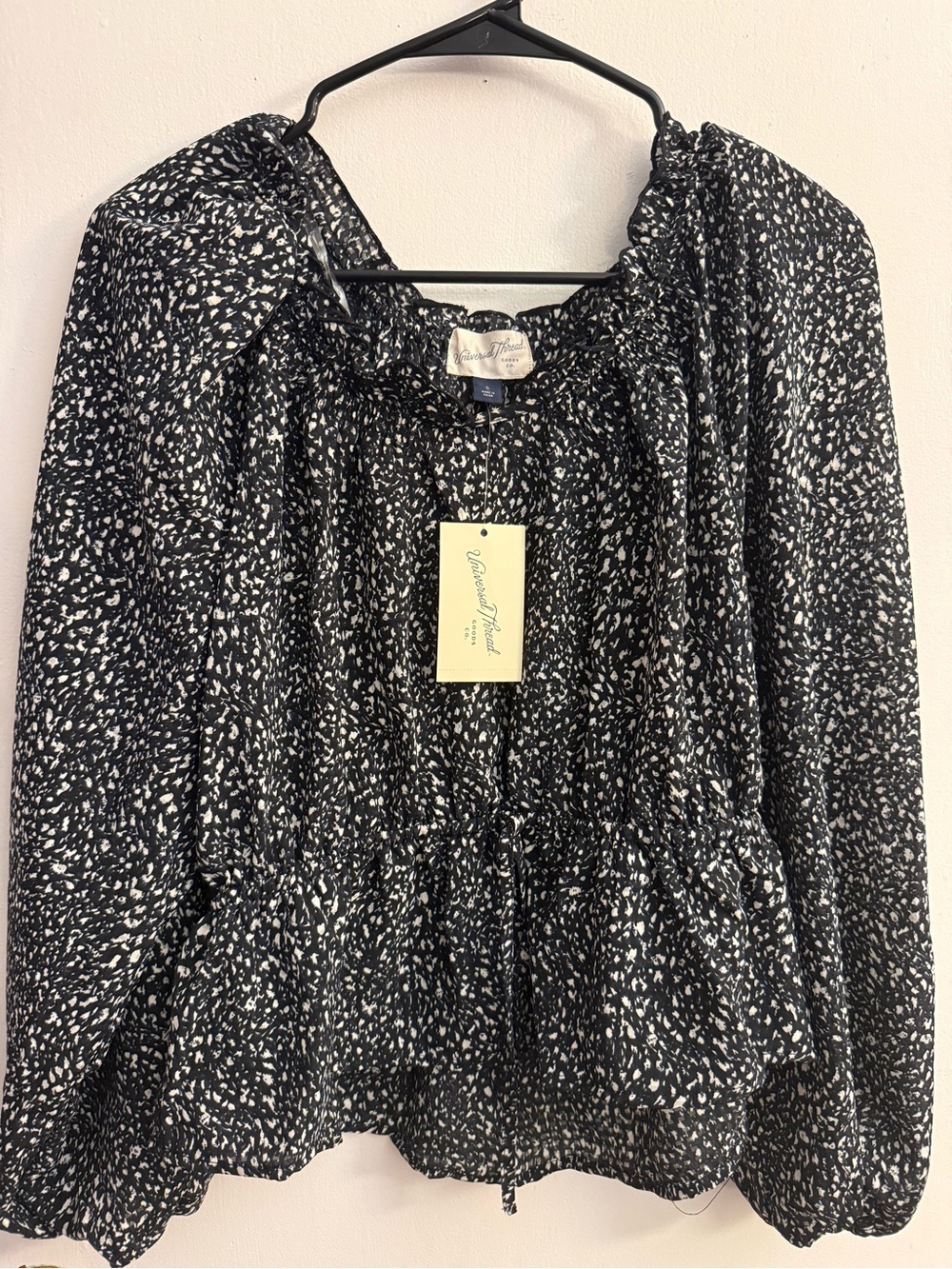 Target Black and White Speckled Peplum Blouse